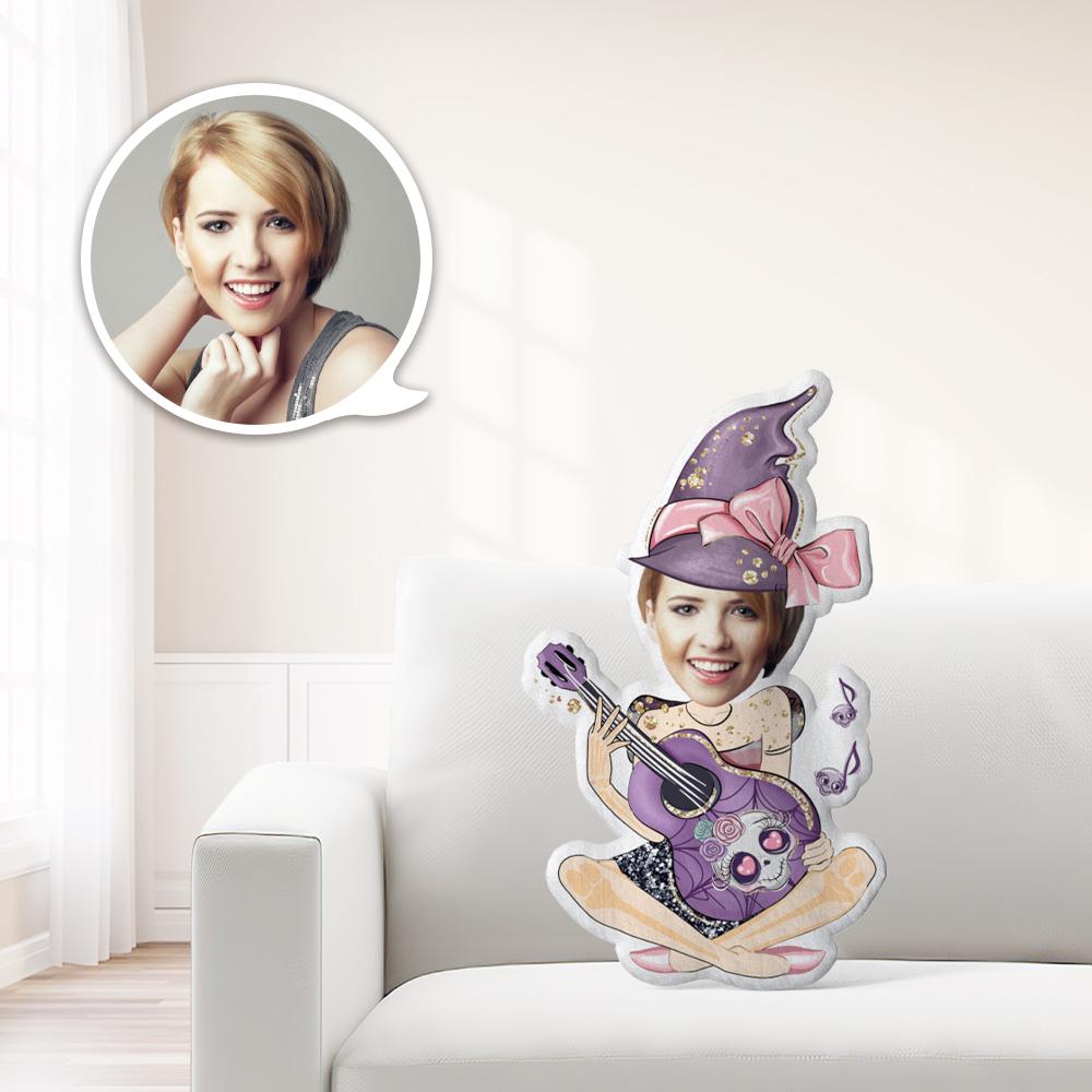 Photo Pillow Face Pillow Personalized Pillow Custom Pillow Minime Pillow Doll Girl Playing Guitar Halloween - auphotoblanket