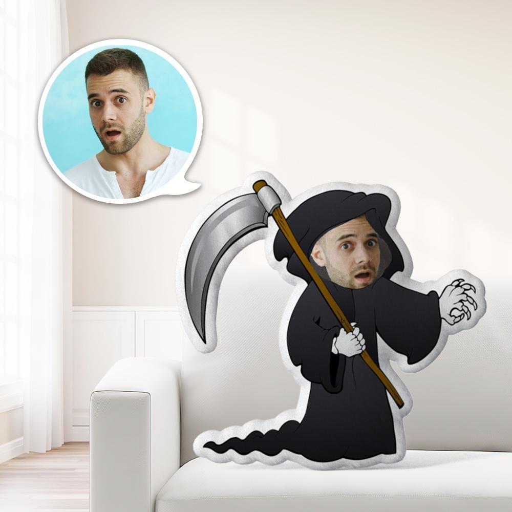 Photo Pillow Face Pillow Personalized Pillow Custom Pillow Minime Pillow Doll Grim Reaper Halloween - auphotoblanket