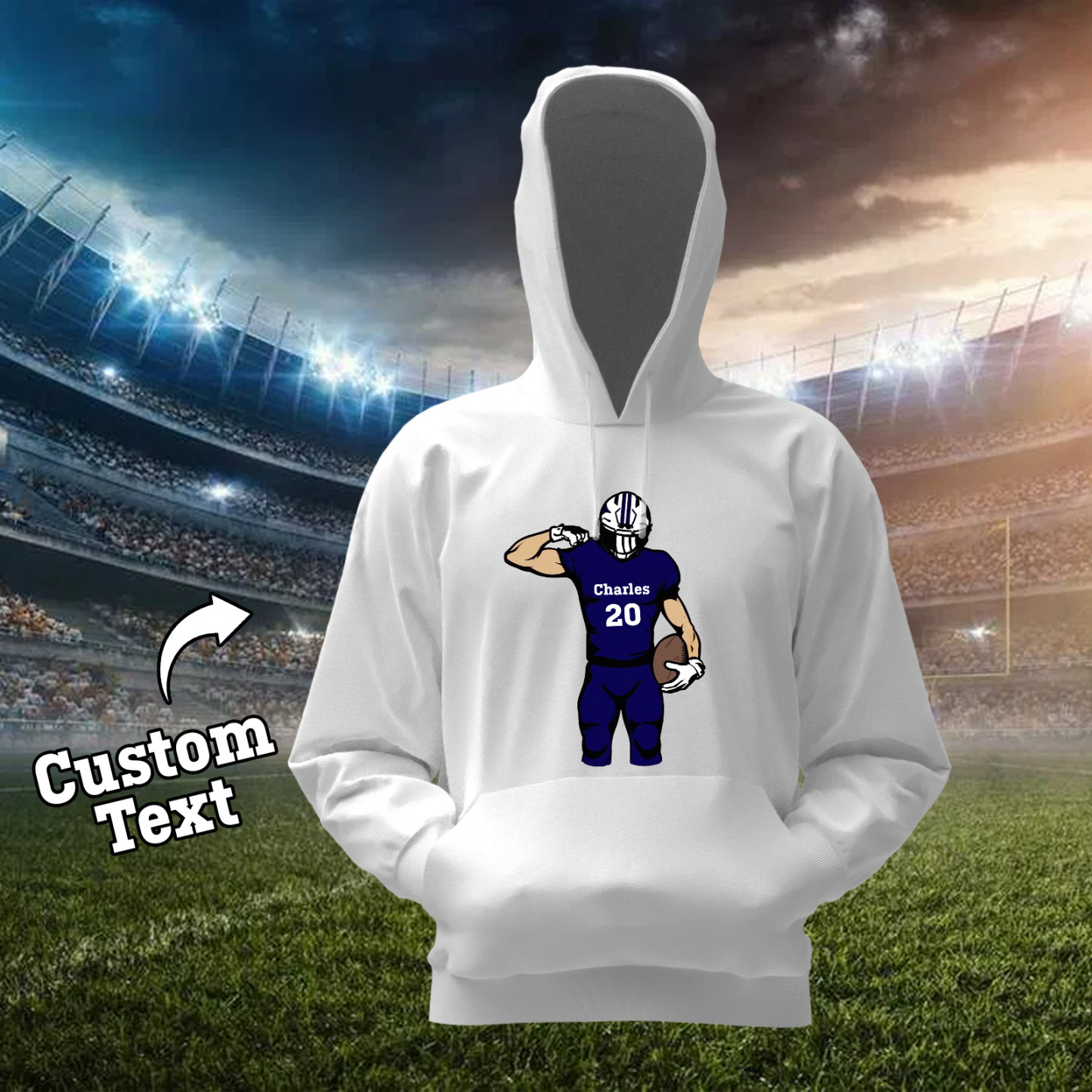 Shine On Game Day - Custom Glitter Football Player Hoodie T-shirt - auphotoblanket