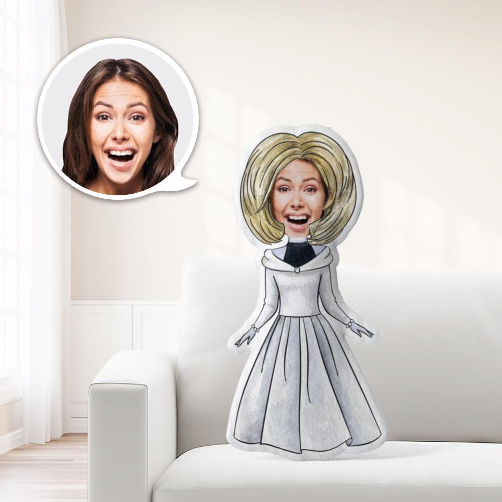 Photo Pillow Face Pillow Personalized Pillow Custom Pillow Minime Pillow Doll Girl in White Skirt Halloween - auphotoblanket