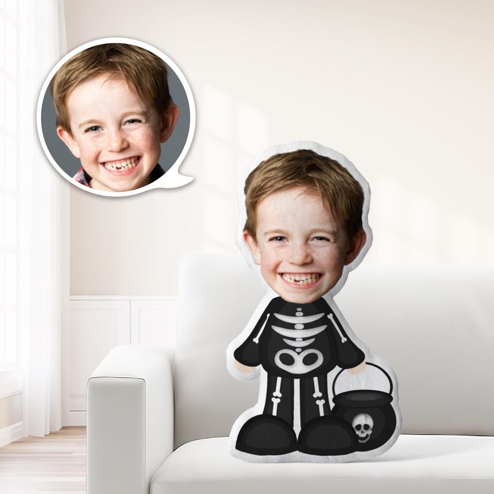 Photo Pillow Face Pillow Personalized Pillow Custom Pillow Minime Pillow Doll Black Skull Clothes Halloween