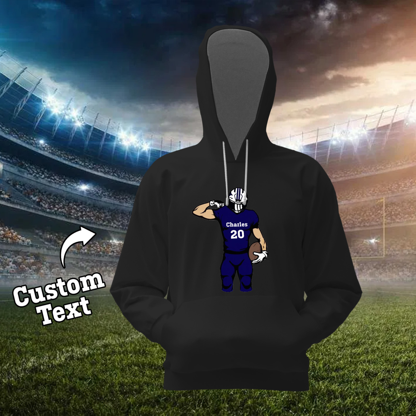 Shine On Game Day - Custom Glitter Football Player Hoodie T-shirt - auphotoblanket