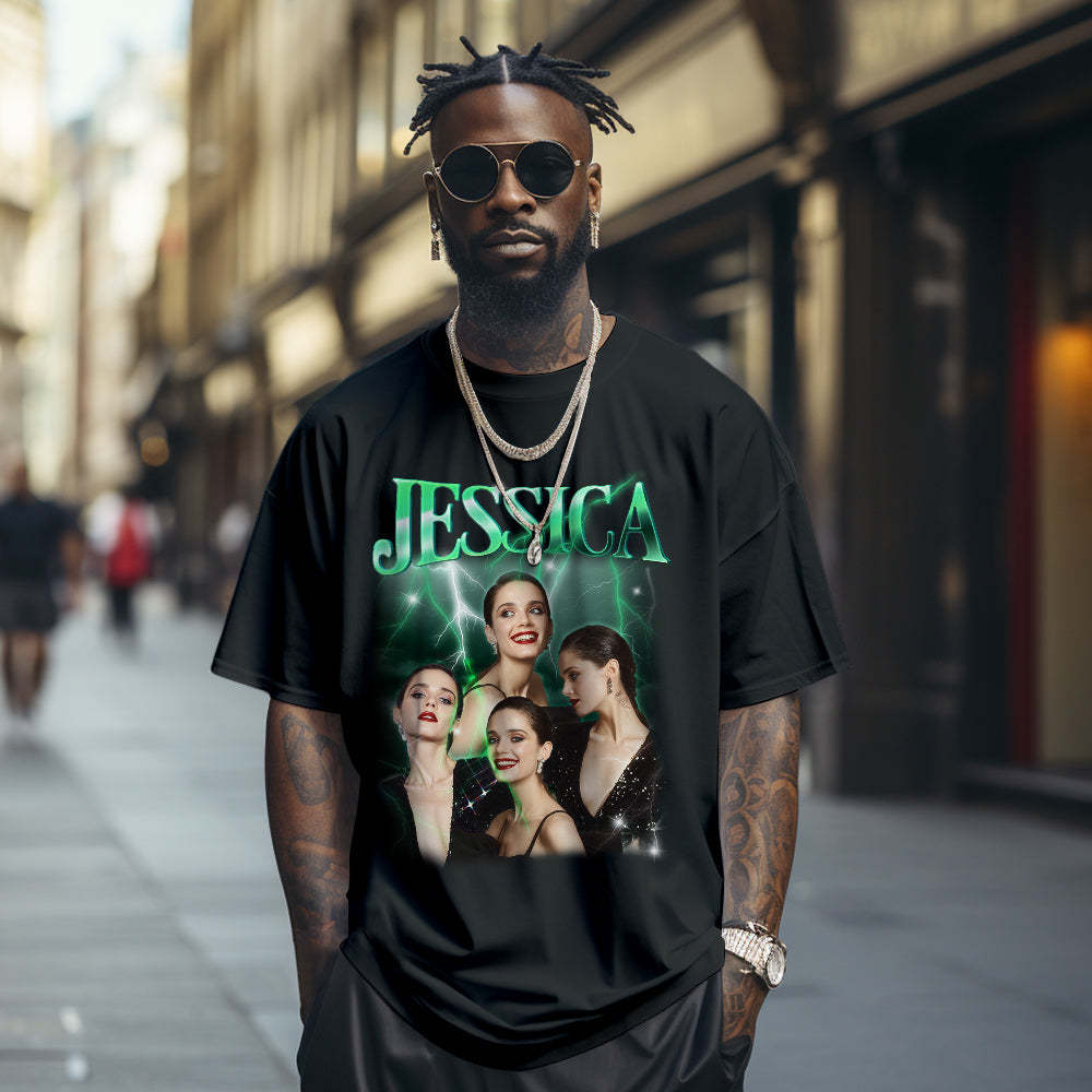 Custom Photo Vintage Tee Personalized Name T-shirt White - Get Photo Blanket