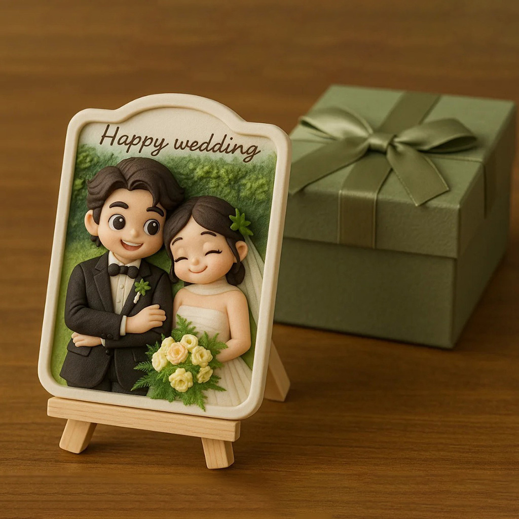 Romantic 3D Cartoon Style Wedding Figurine Custom Printed from Your Favorite Couple Photo - auphotoblanket