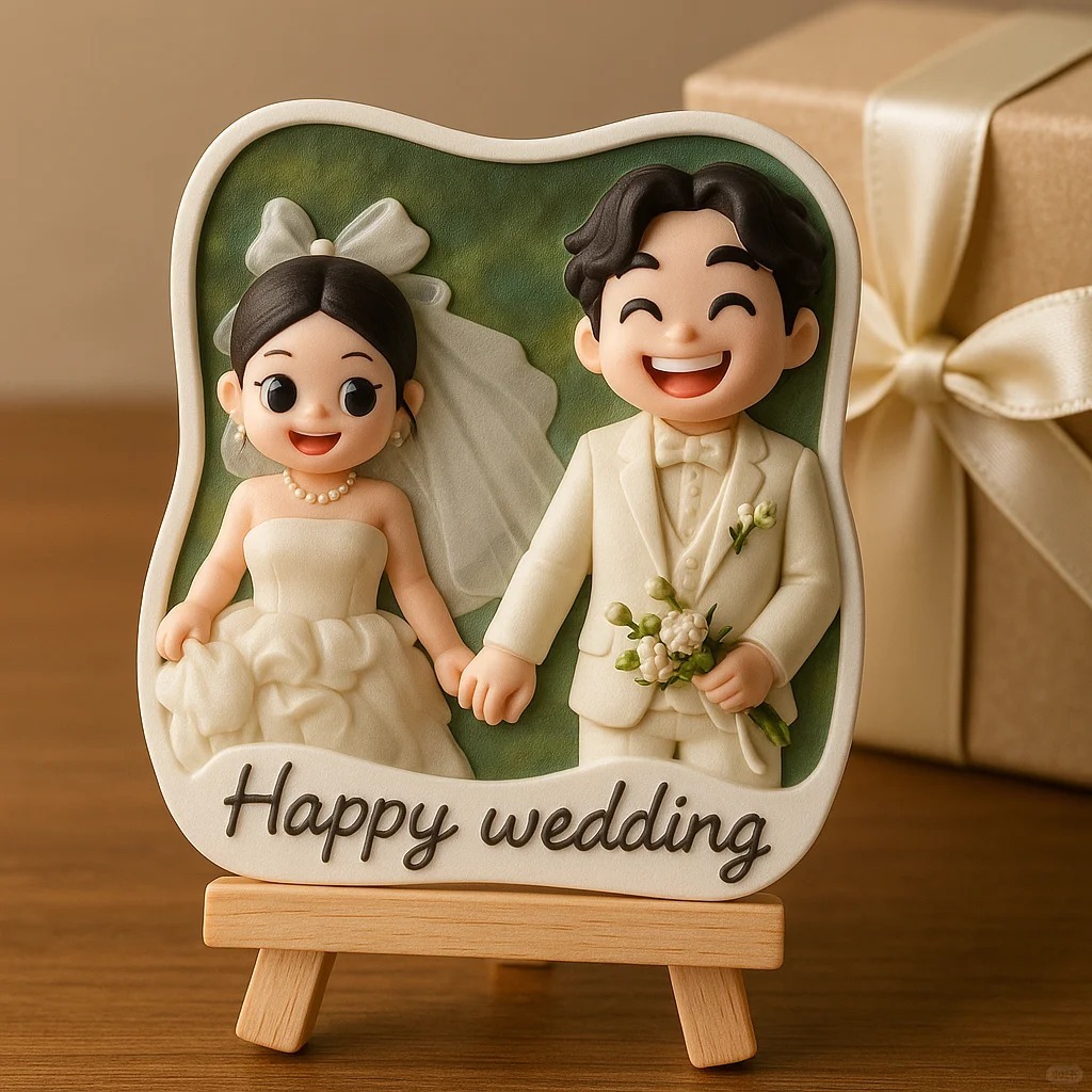 Romantic 3D Cartoon Style Wedding Figurine Custom Printed from Your Favorite Couple Photo - auphotoblanket