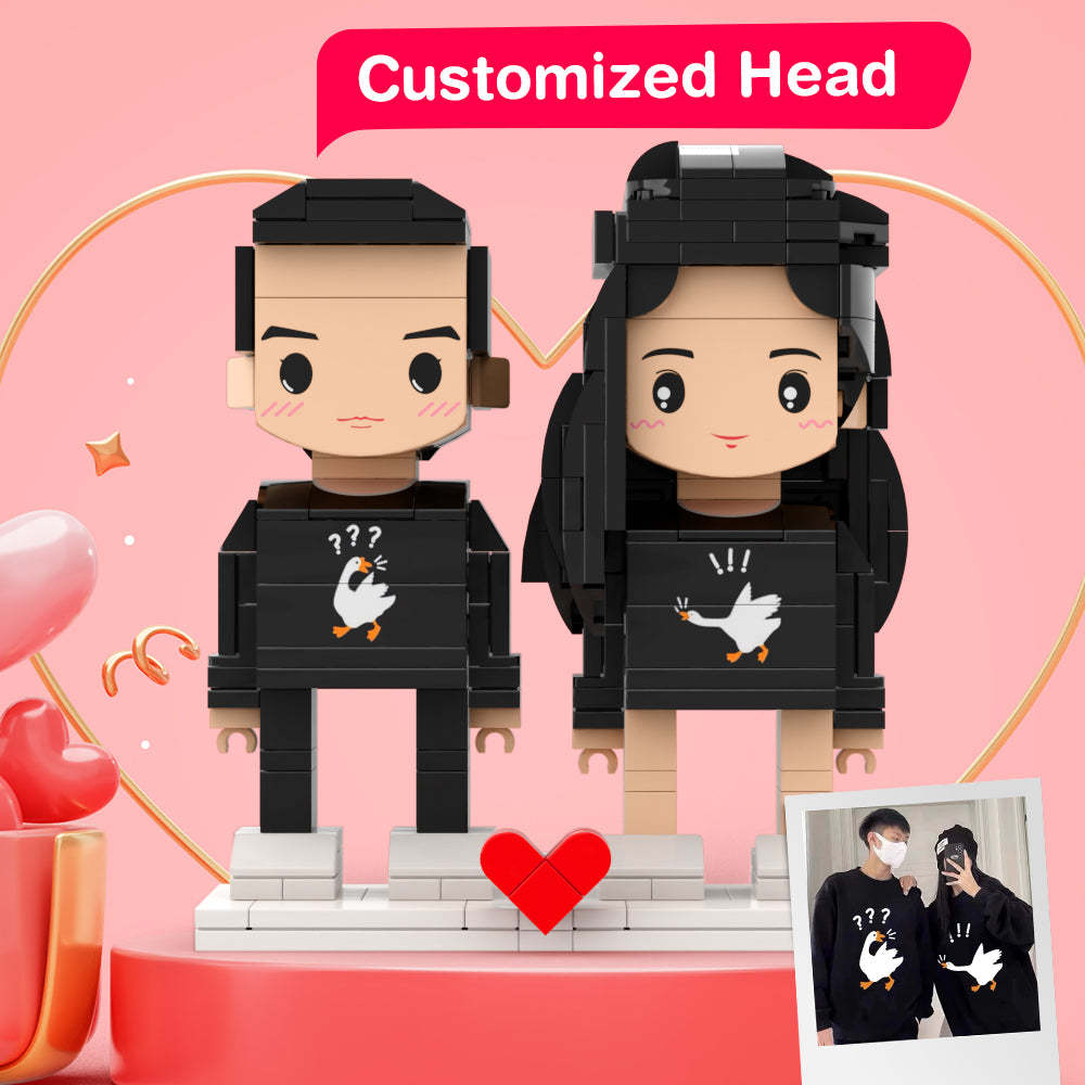 Matching Shirt Goose Gift Brick Figures Personalized Couples Brick Figures Small Particle Block Gift For Lovers - auphotoblanket