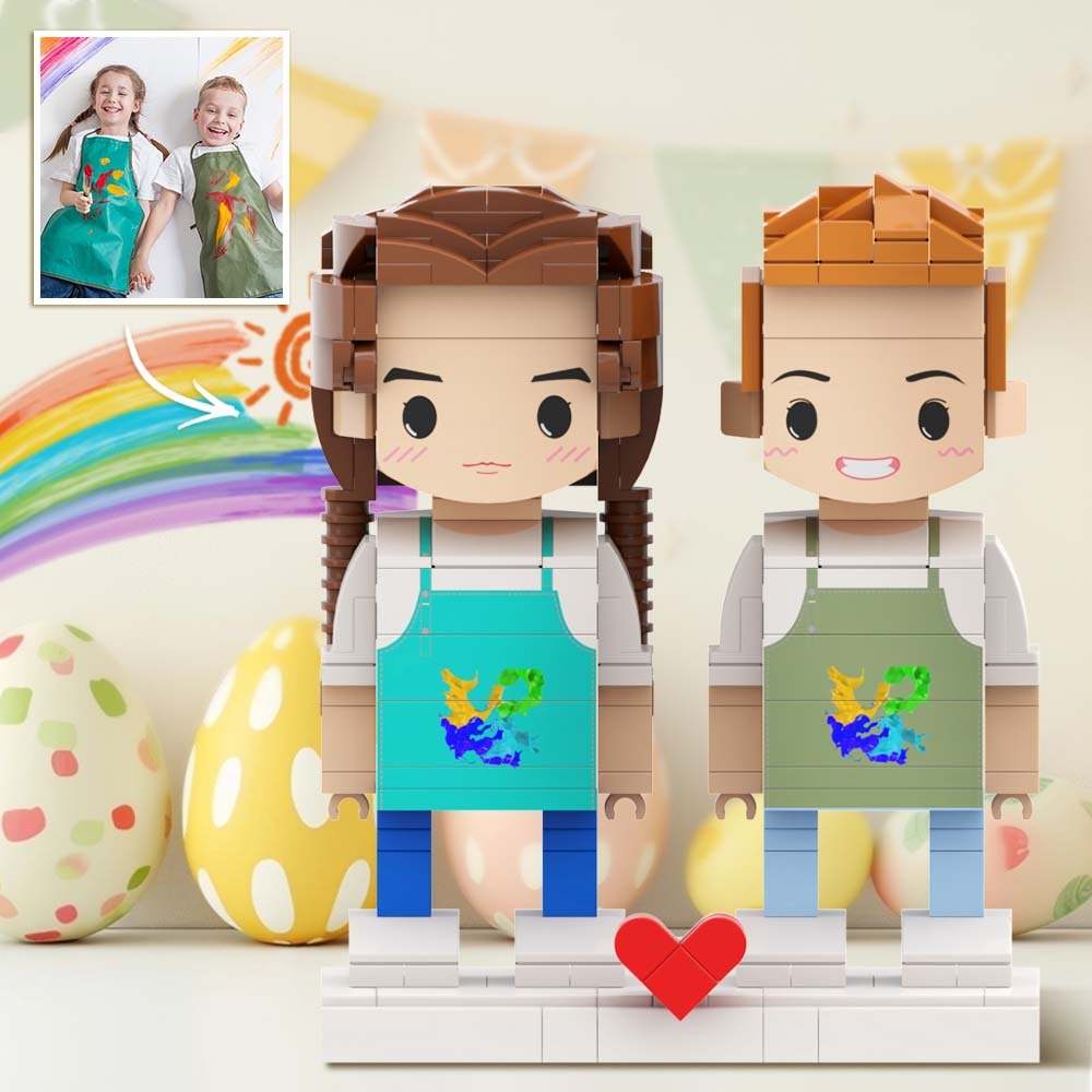 Easter Kids Customizable Fully Body 2 People Custom Brick Figures Cute Face Painters - auphotoblanket