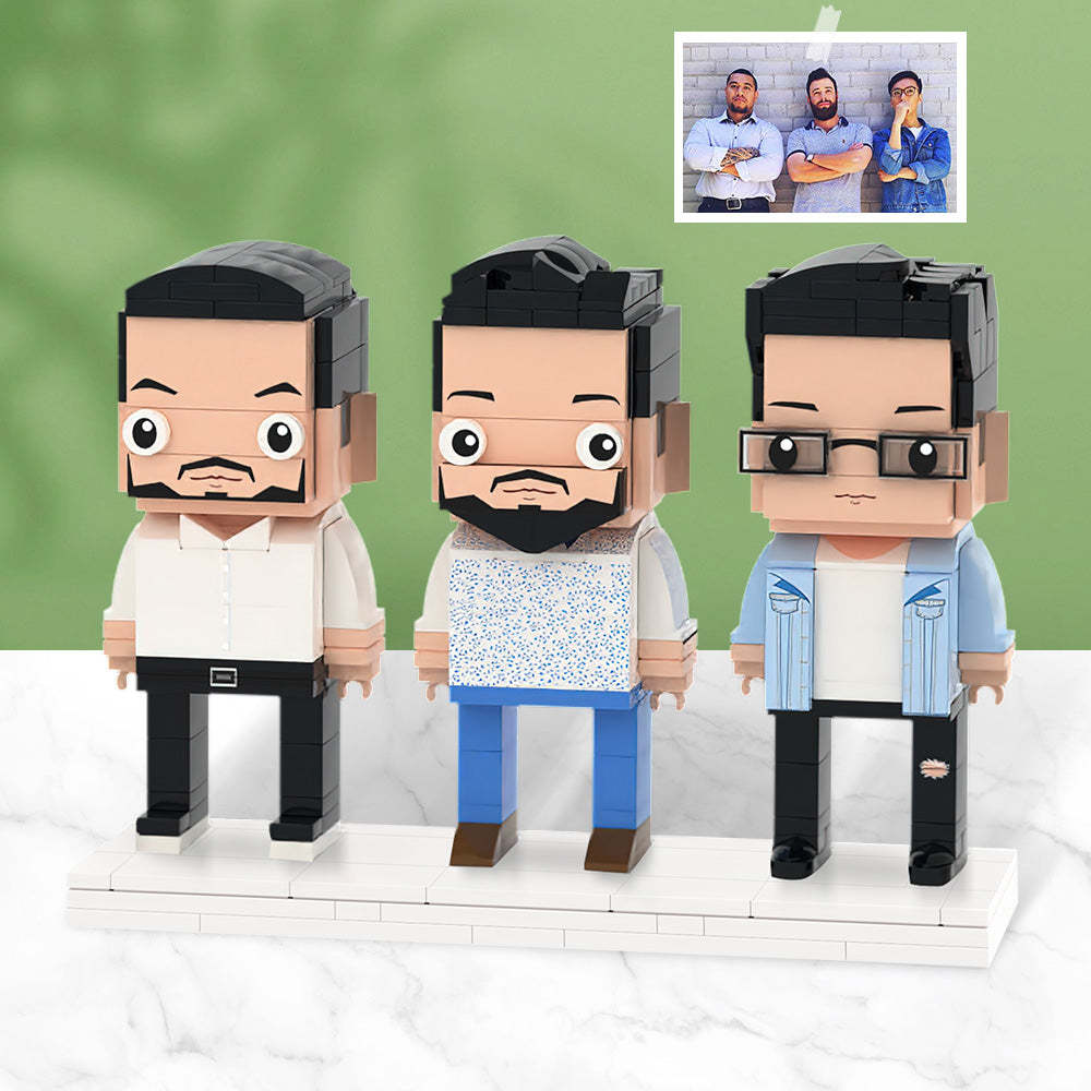 Valentine's Day Gifts Gifts for Buddies Full Body Customizable 3 People Custom Brick Figures Small Particle Block - auphotoblanket