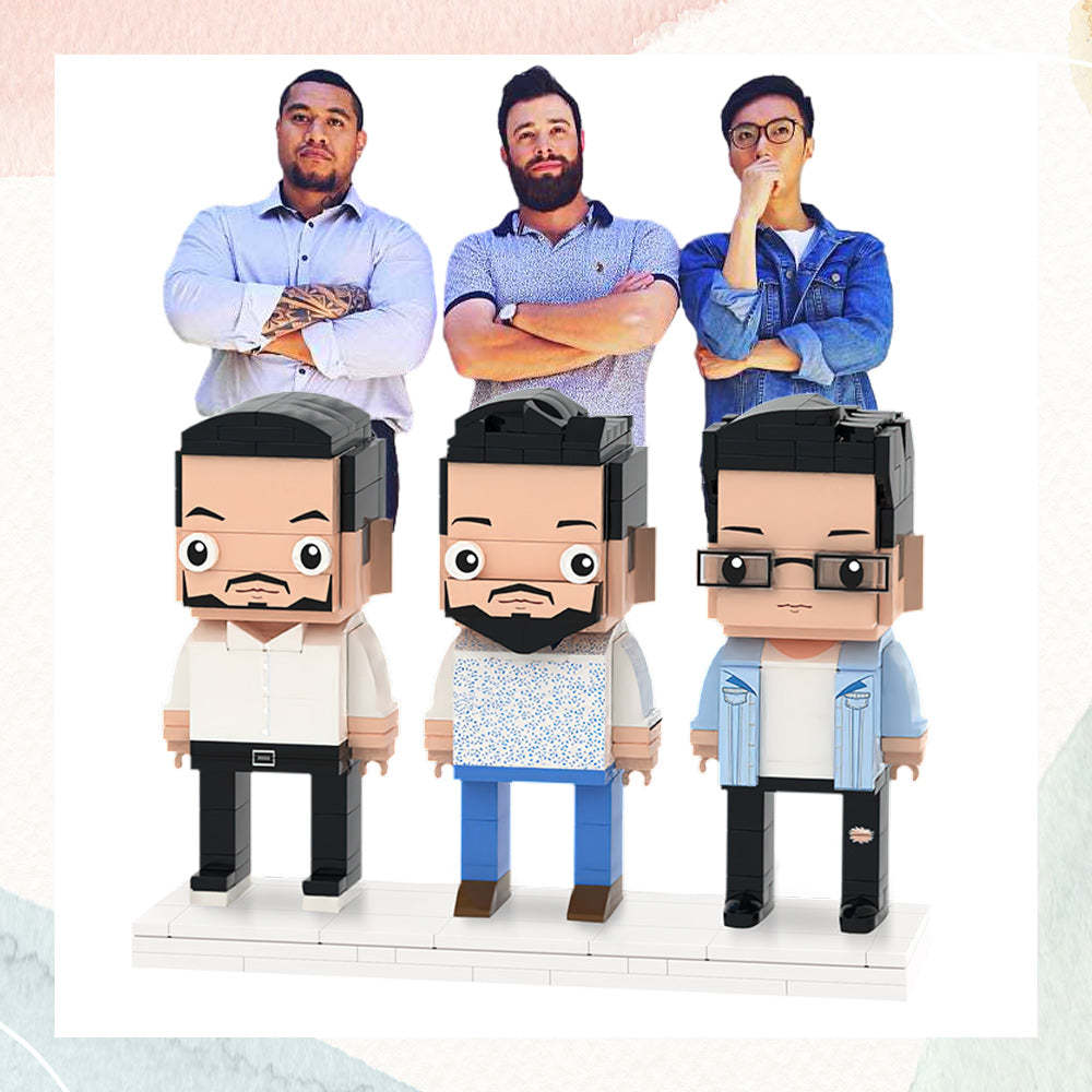 Valentine's Day Gifts Gifts for Buddies Full Body Customizable 3 People Custom Brick Figures Small Particle Block - auphotoblanket