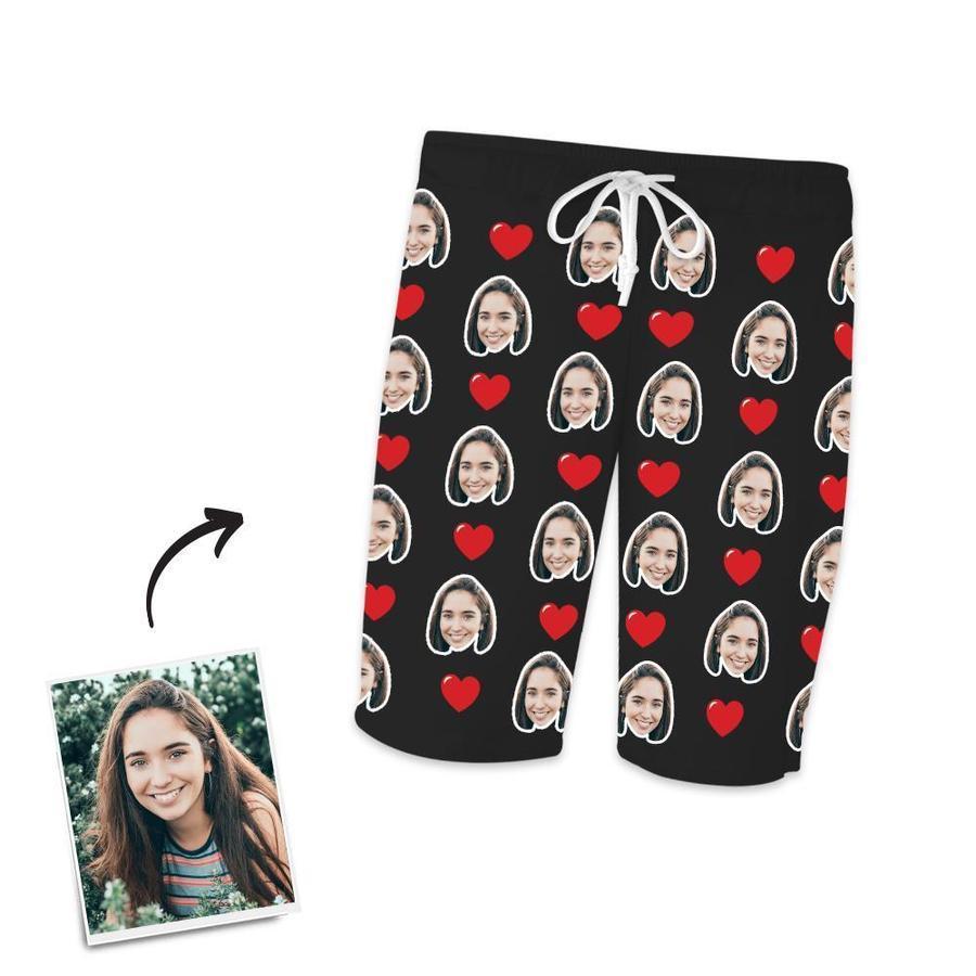 Custom Face Short Sleeved Pajamas With Hearts - Unique Pajamas Gifts For Mom - auphotoblanket