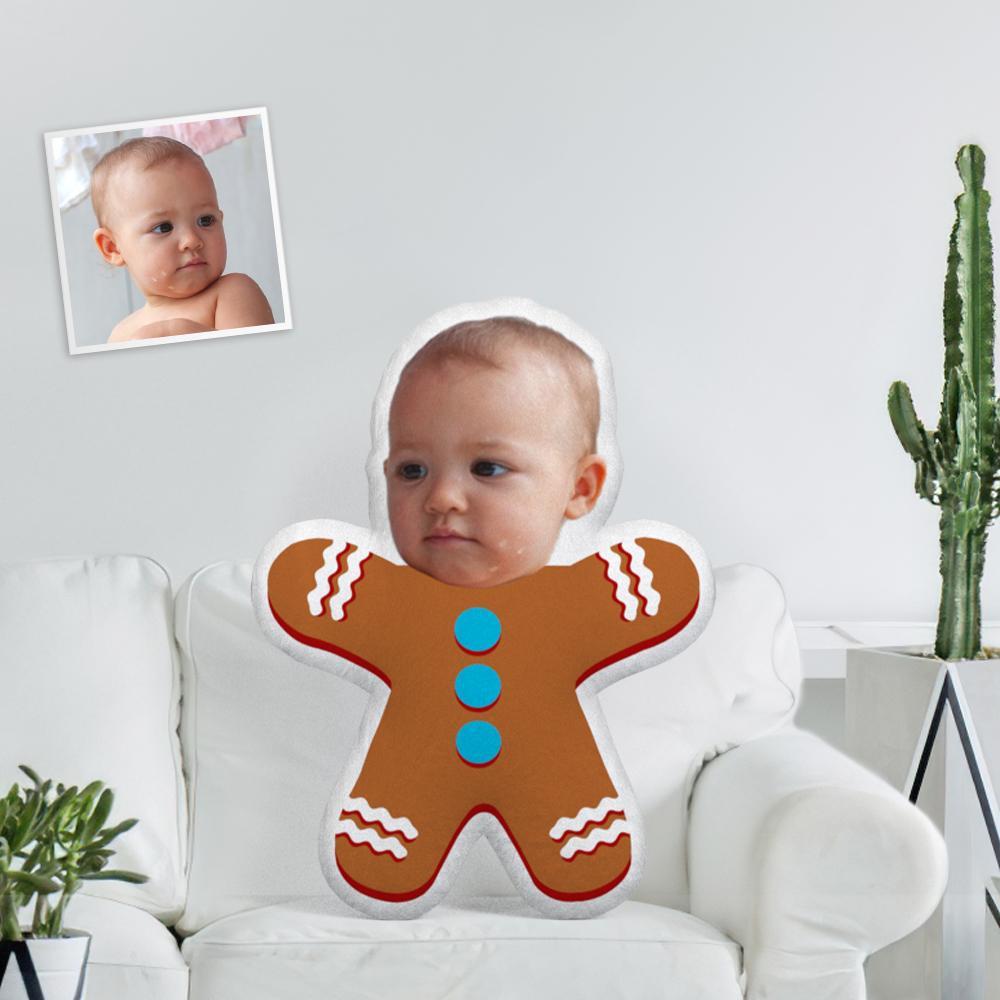 Custom Face Photo Minime Doll Unique Personalized Cute Gingerbread Man Throw Pillow The Most Funny Gift