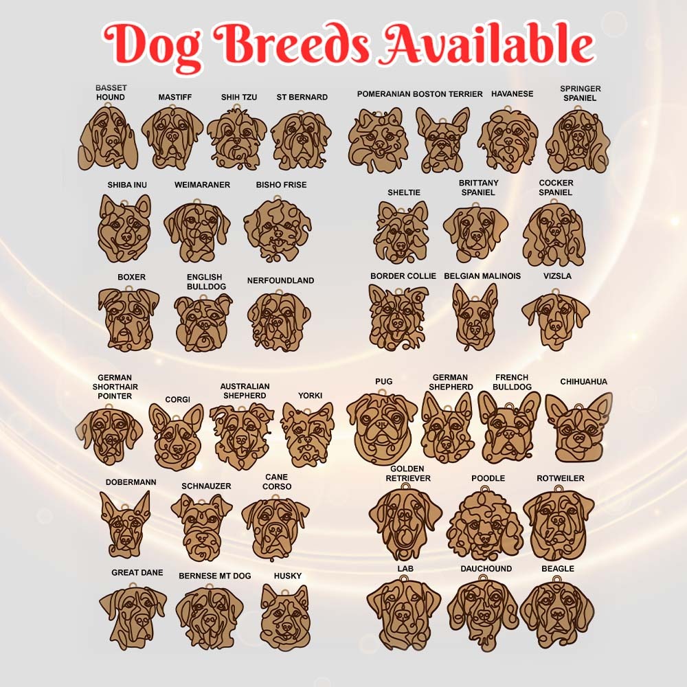 Personalized Line Art Dog Christmas Ornament Christmas Gift for Dog Lover - auphotoblanket