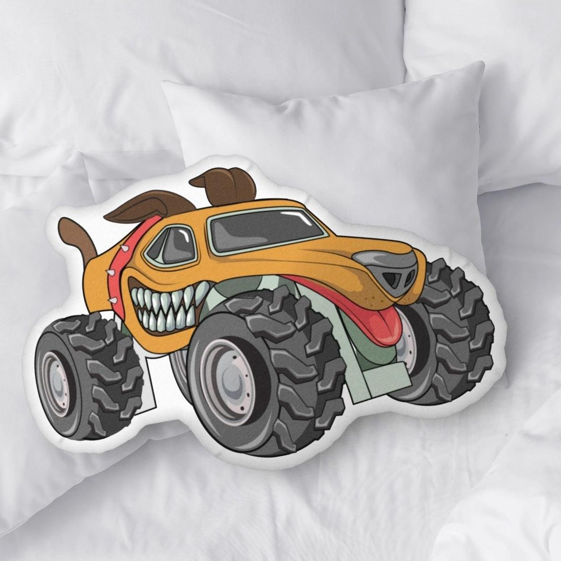 Monster Truck Shaped Pillow, Monster Truck Decorative Pillow, Kids Throw Pillow, Boys Room Decor - auphotoblanket