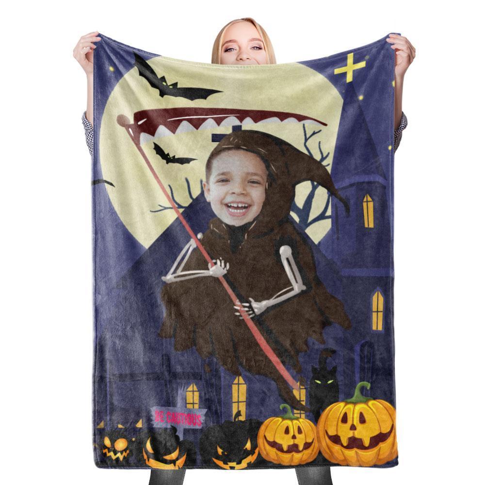 Photo Blankets Custom Blankets Halloween Face Fleece Blanket
