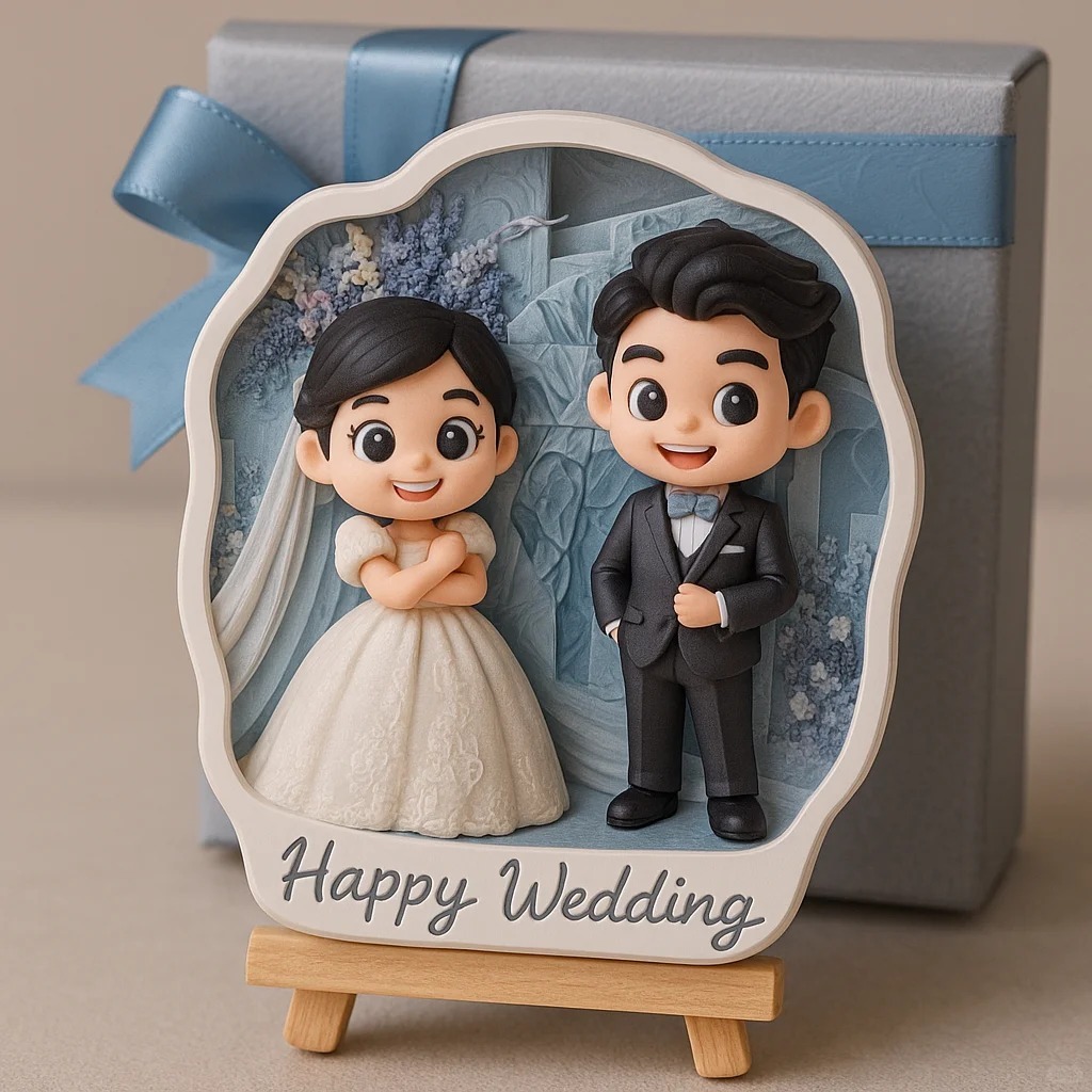 Romantic 3D Cartoon Style Wedding Figurine Custom Printed from Your Favorite Couple Photo - auphotoblanket