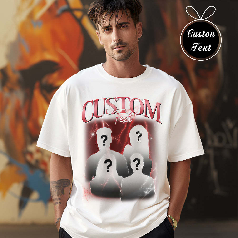 Custom Text Vintage T-shirt Personlised Funny Question Mark T-shirt Gift - Get Photo Blanket