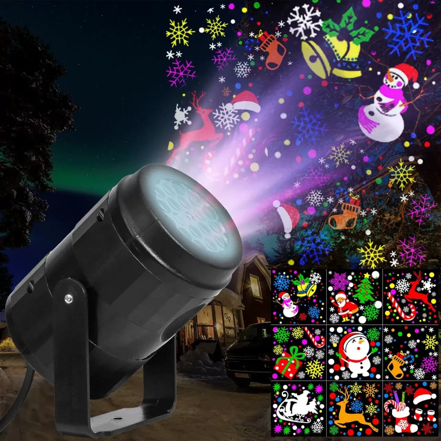 16 Patterns Christmas Christmas USB Projector Lights Outdoor/Indoor, Led Lights Projector for Christmas Party Decor - auphotoblanket