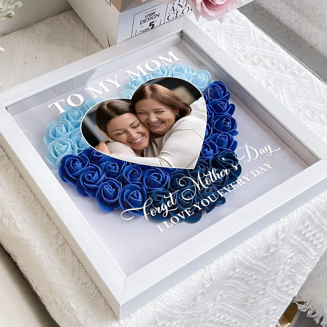 Mom Gift I Love You Every Day - Personalised Flower Shadow Box - auphotoblanket