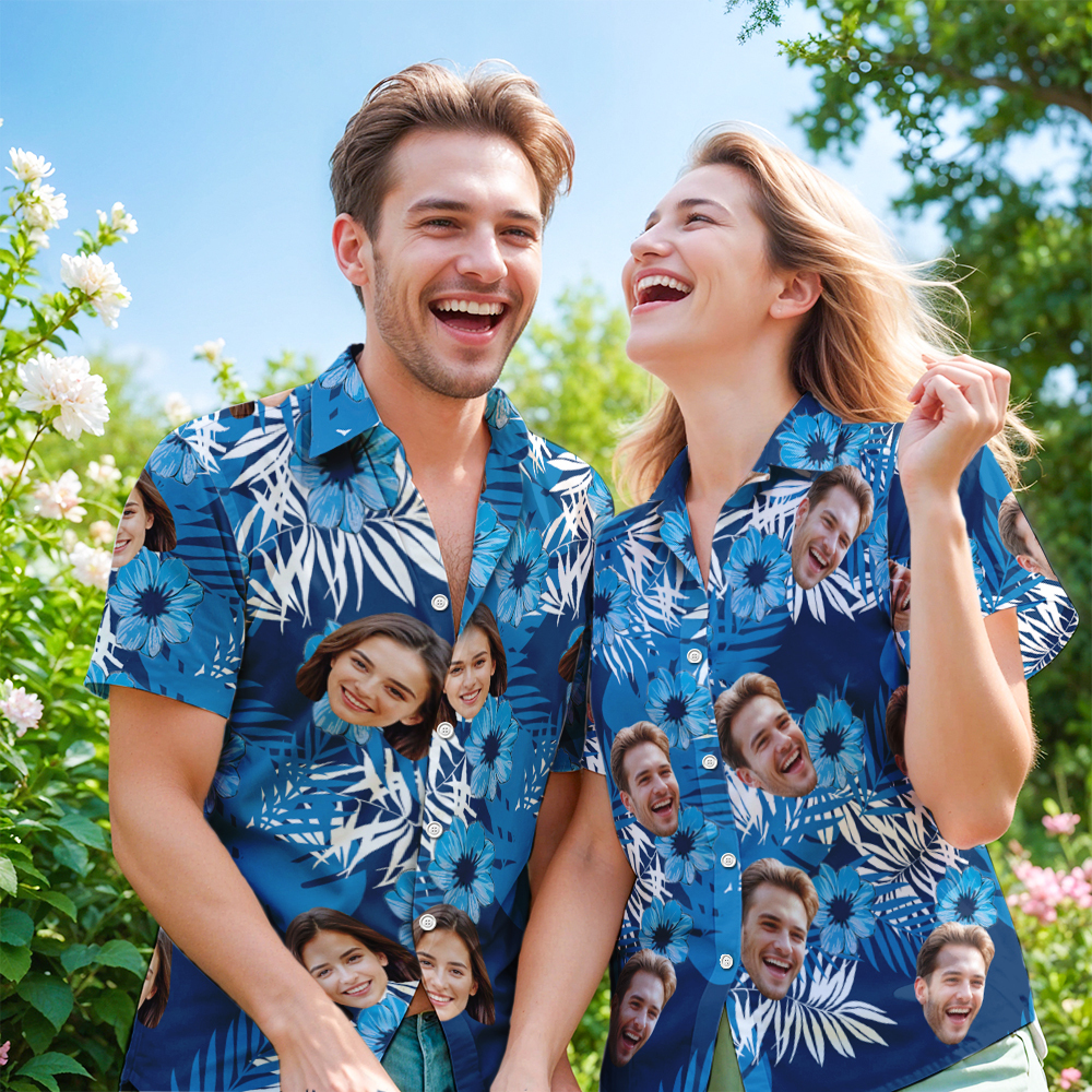 Tropical Blues - Custom Men Hawaiian Shirt - auphotoblanket