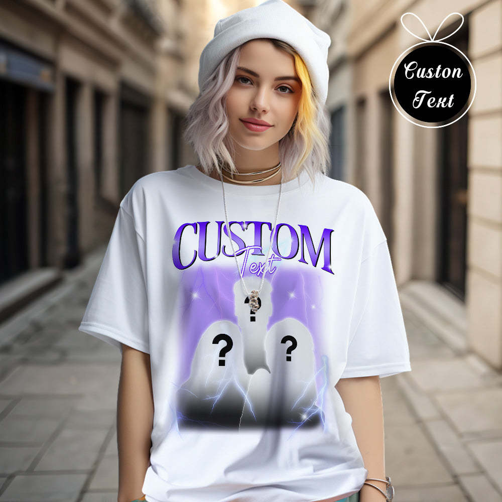 Custom Text Vintage T-shirt Personlised Funny Question Mark T-shirt Gift - Get Photo Blanket