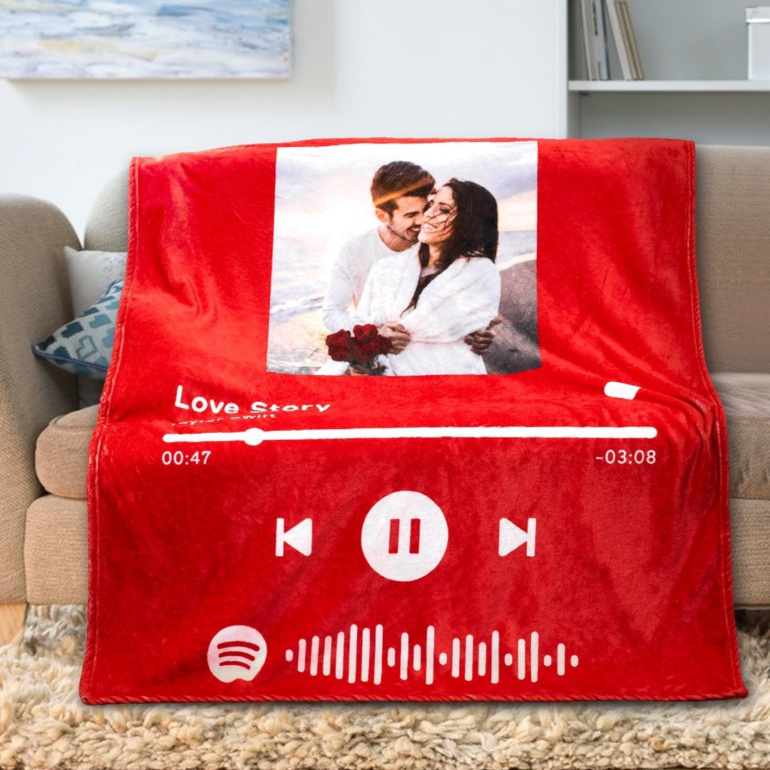 Custom Music Art Gfits Spotify Music Blanket Personalized Photo Blanket Unique Gift for Her