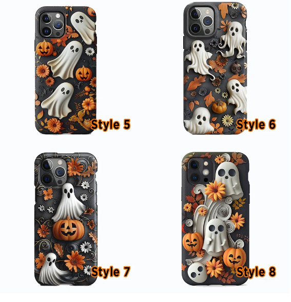 Halloween Pumpkin Ghost Phone Case, Multiple Styles Available,iPhone, Pixel, Samsung