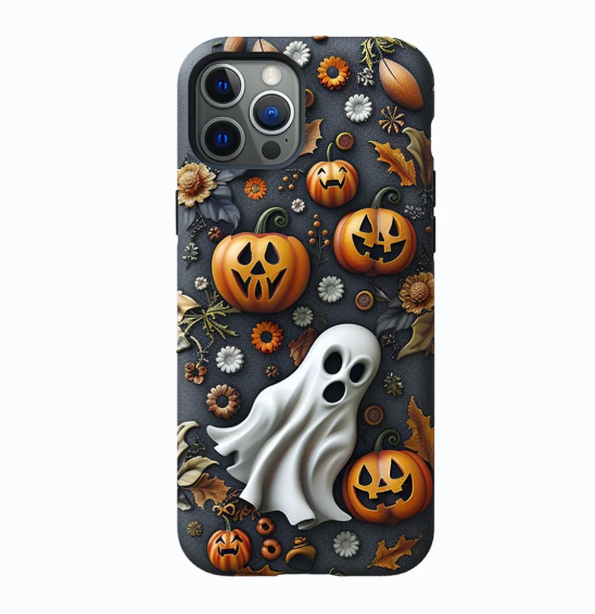 Halloween Pumpkin Ghost Phone Case, Multiple Styles Available,iPhone, Pixel, Samsung