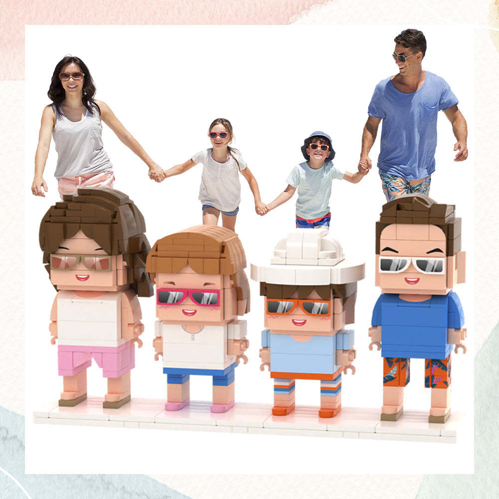 Full Body Customizable 4 People Custom Brick Figures Small Particle Block Mother's Day Gifts - auphotoblanket