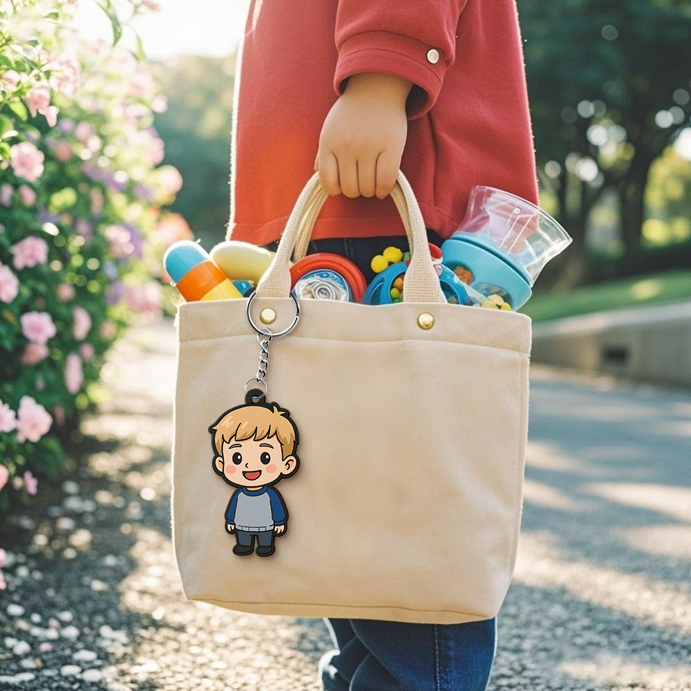 Custom Cartoon Keychain Photo Bag Charm Personalized from Your Photo Unique Keepsake Gift for Pet Lovers - auphotoblanket