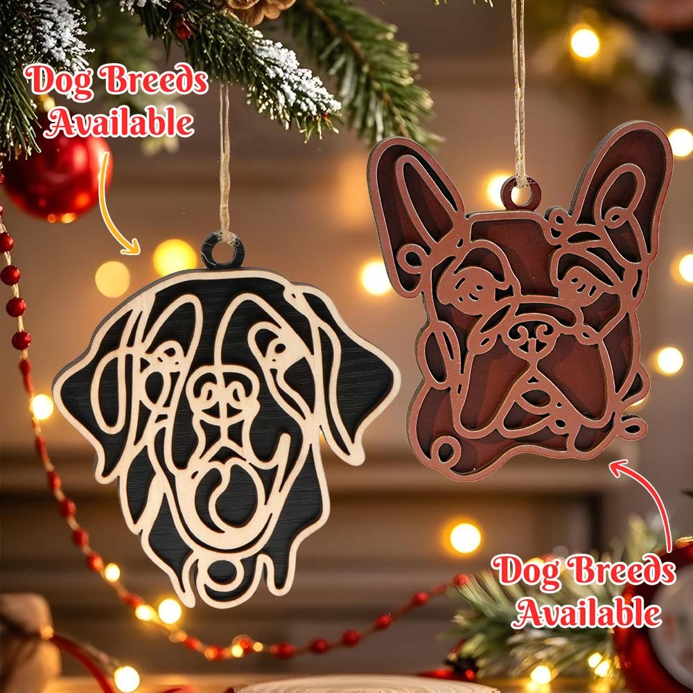 Personalized Line Art Dog Christmas Ornament Christmas Gift for Dog Lover - auphotoblanket