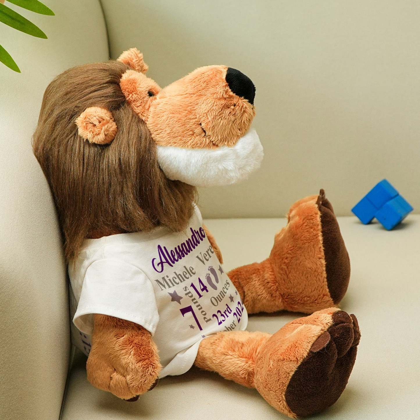 Personalized Animal Plush Stuffed Toy Birth Announcement Gift for Baby Shower - auphotoblanket