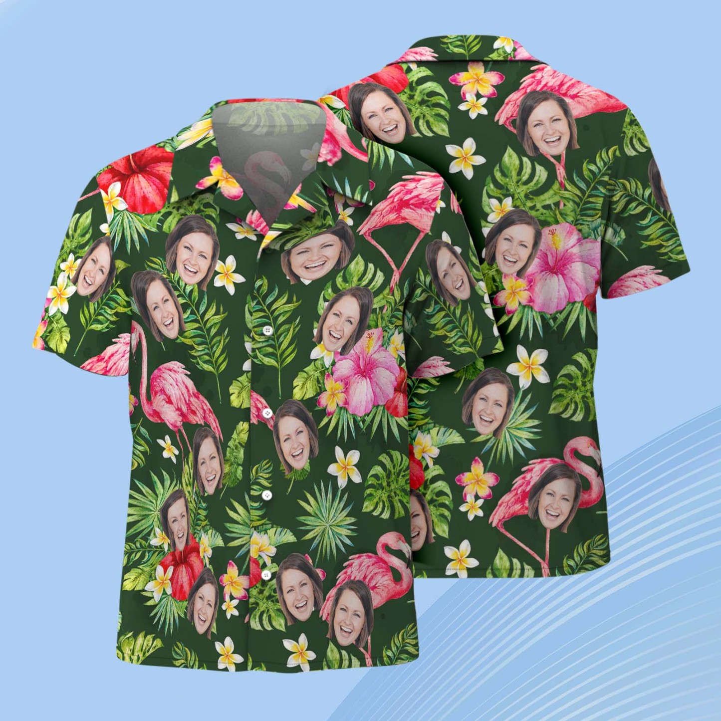 Custom Face Hawaiian Shirt All Over Print Vacation Tropical Pattern Shirt For Men Personalized Hawaiian Shirt With Logo/Text Gift For Lover - auphotoblanket