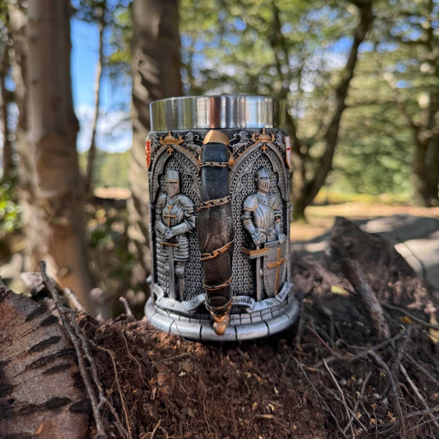 European Medieval Soldier Beer Mug, Large Stainless Steel Coffee Cup, Water Cup - auphotoblanket