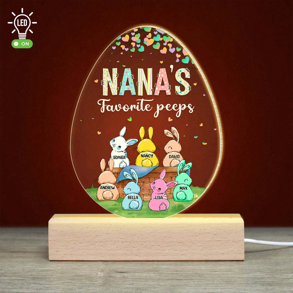 Nana's Favorite Peeps Personalized Led Light, Gift For Grandma, Easter Day Gift, Grandma's Little Rabbits