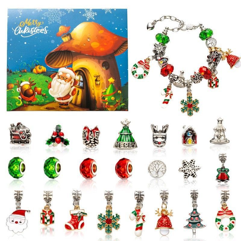 Christmas Princess Advent Calendar Bracelet 24 Days of Christmas Countdown Calendar Jewellery Blind Box, DIY Jewelry Making Kit with Charm Beads, DIY Christmas Bracelet Gifts for Girls - auphotoblanket