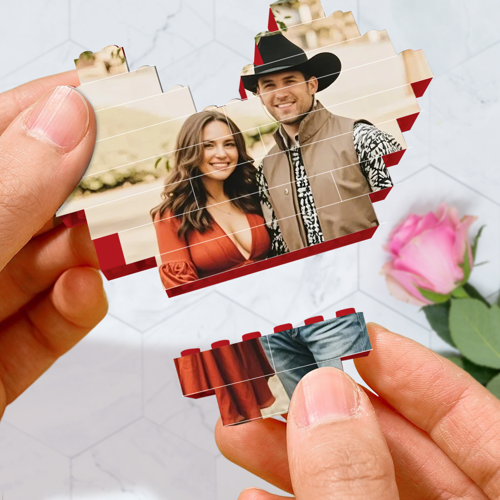 Custom Building Brick Photo Block Personalised Love Brick Puzzles Gifts for Lovers Valentine's Day Gifts - auphotoblanket