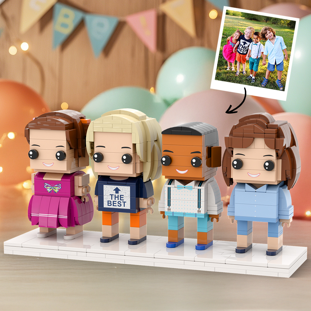 Full Body Customizable 4 People Custom Brick Figures Universal Interlocking Plastic Toy Creative Gift For Kids - auphotoblanket