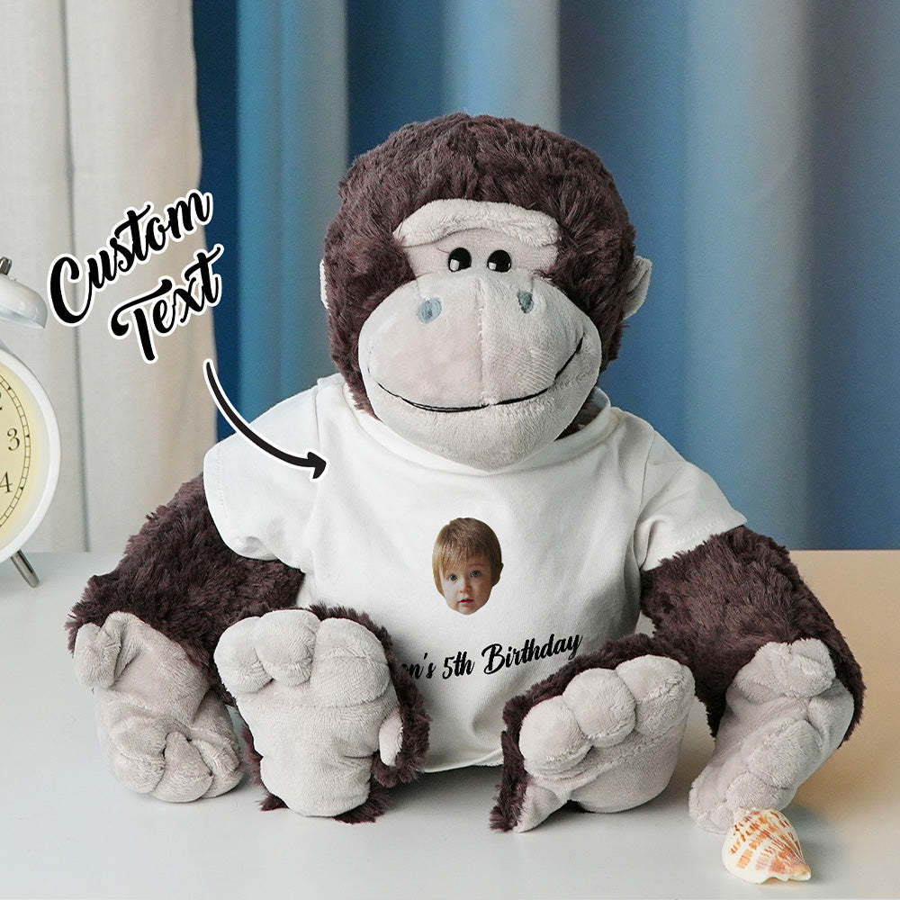 Personalized Animal Plush Stuffed Toy Birth Announcement Custom Photo Text Gift for Baby Shower - auphotoblanket
