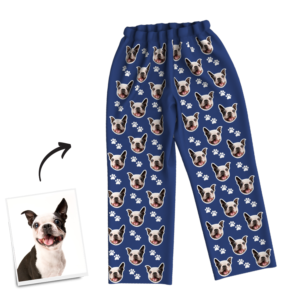 Custom Dog Photo Pajama Pants, Sleepwear, Nightwear - auphotoblanket