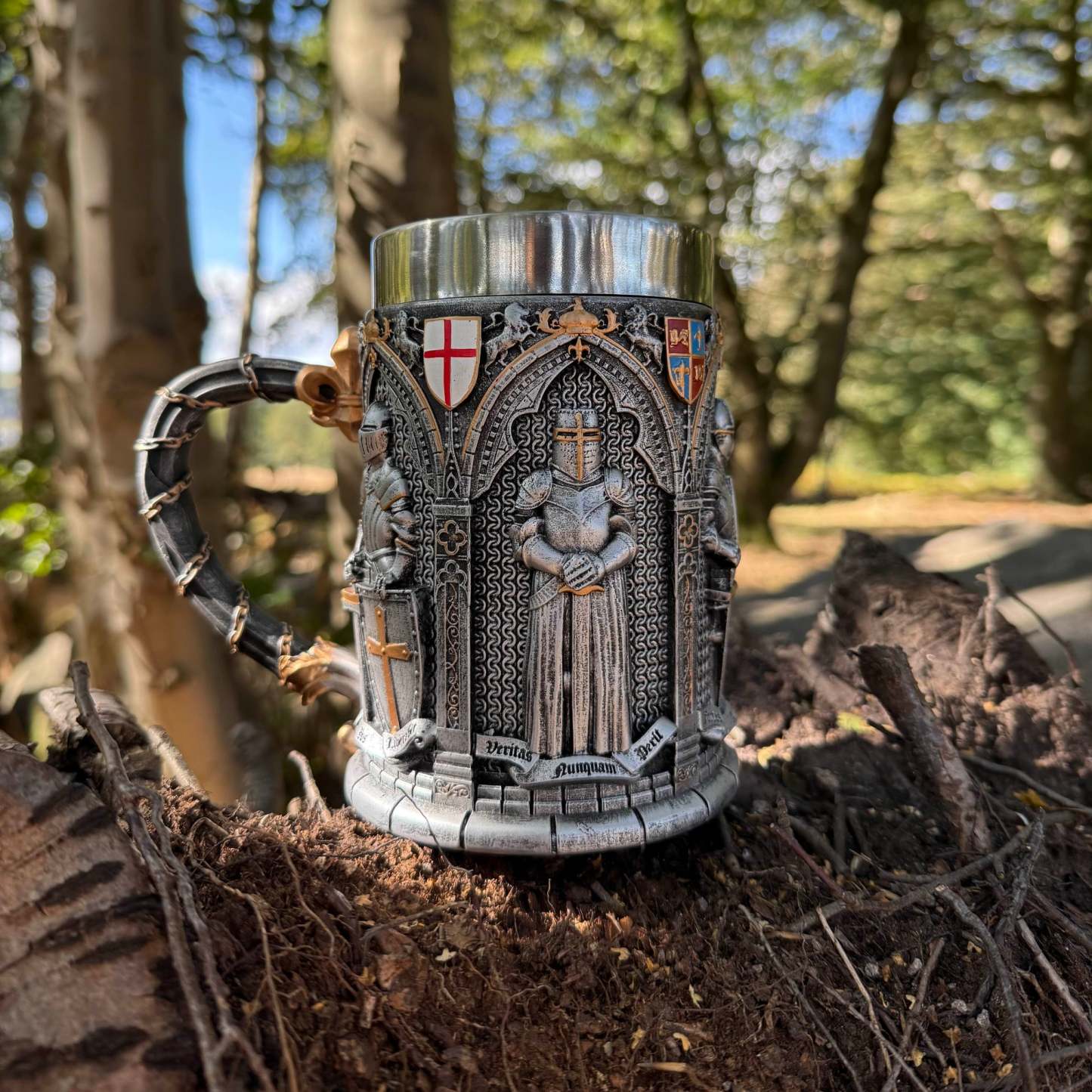 European Medieval Soldier Beer Mug, Large Stainless Steel Coffee Cup, Water Cup - auphotoblanket
