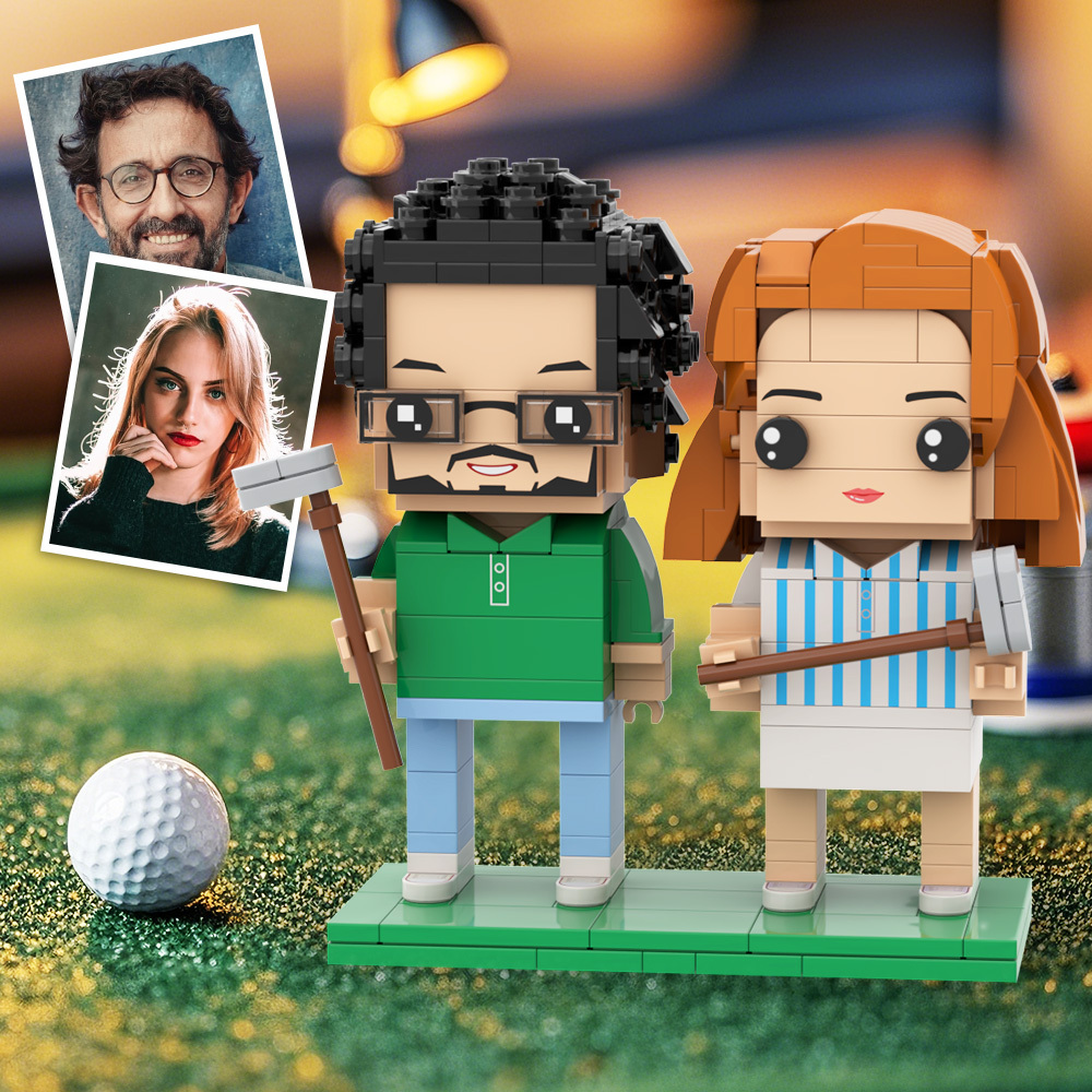 Customized Head Golfer Posing Brick Figure with Engraved Text Occupational Gift - auphotoblanket