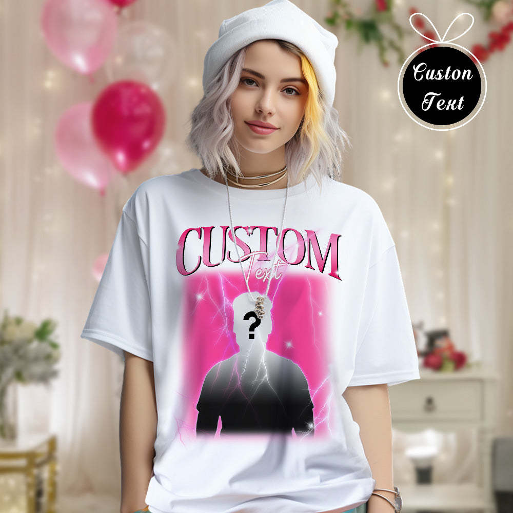 Custom Text Vintage T-shirt Personlised Funny Question Mark T-shirt - Get Photo Blanket