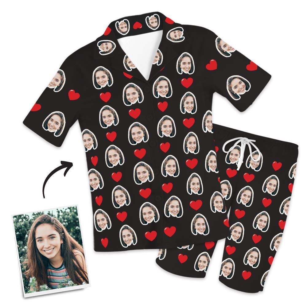 Customized Short Sleeved Pajamas , Home wear , Hearts - auphotoblanket