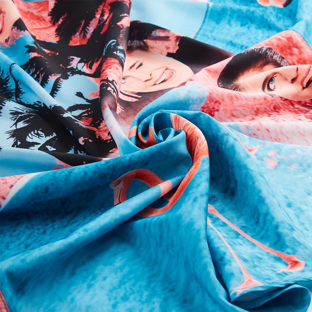 Custom Face Hawaiian Shirt All Over Print Seaside Flamingos