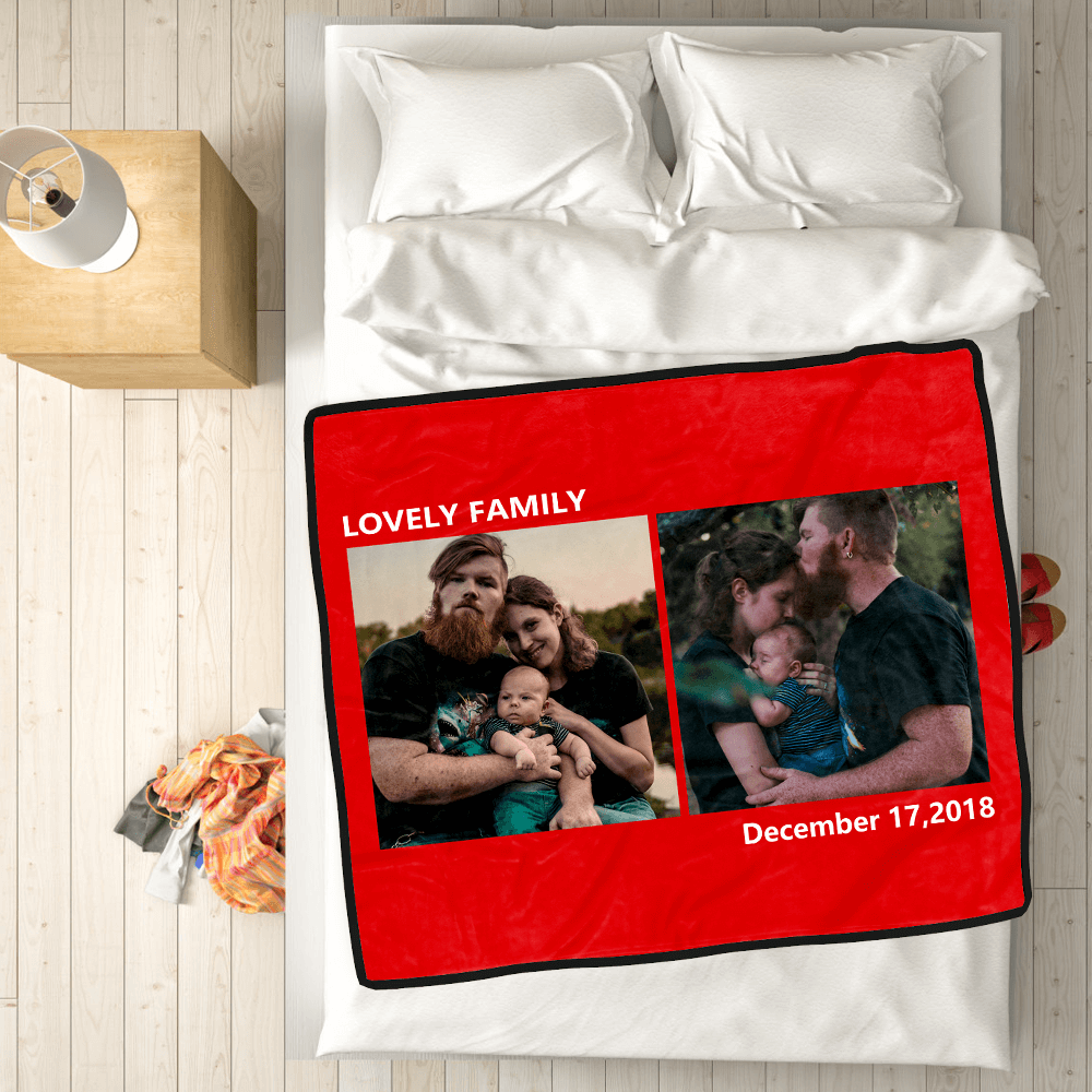 Custom Blankets Personalised Photo Blankets Custom Collage Blankets with 2 Photos
