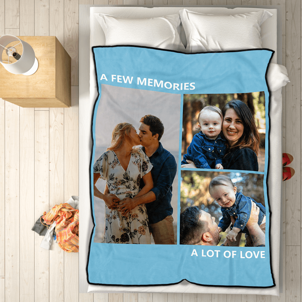 Custom Blankets Personalised Photo Blankets Custom Collage Blankets with 3 Photos