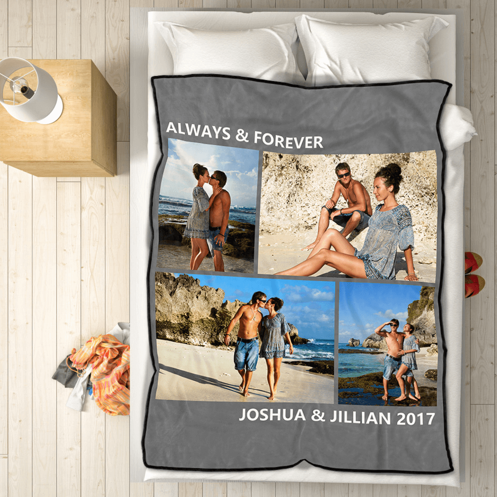 Custom Couple Photo Blankets Personalised Photo Blankets Custom Collage Blankets with 4 Photos Anniversary Gifts
