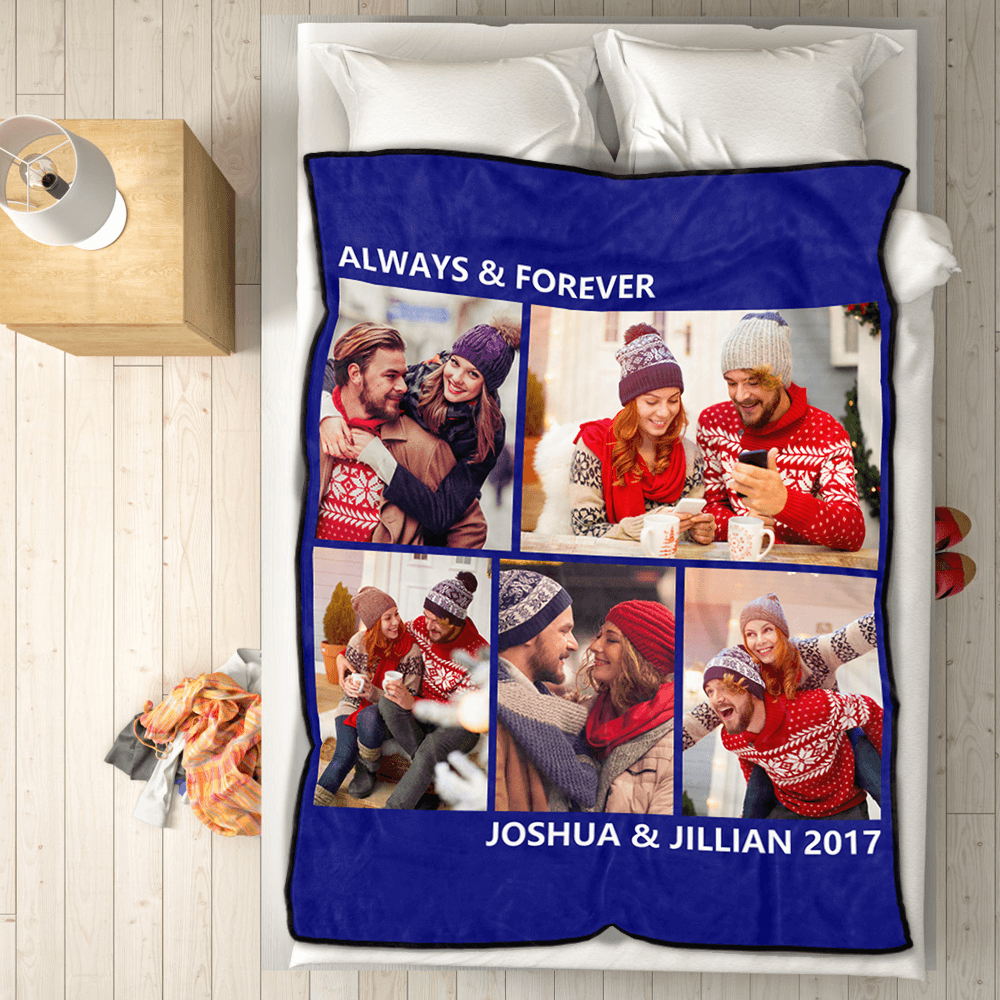 Custom Blankets With Photo Personalised Photo Blankets with 5 Photos Anniversary Gift