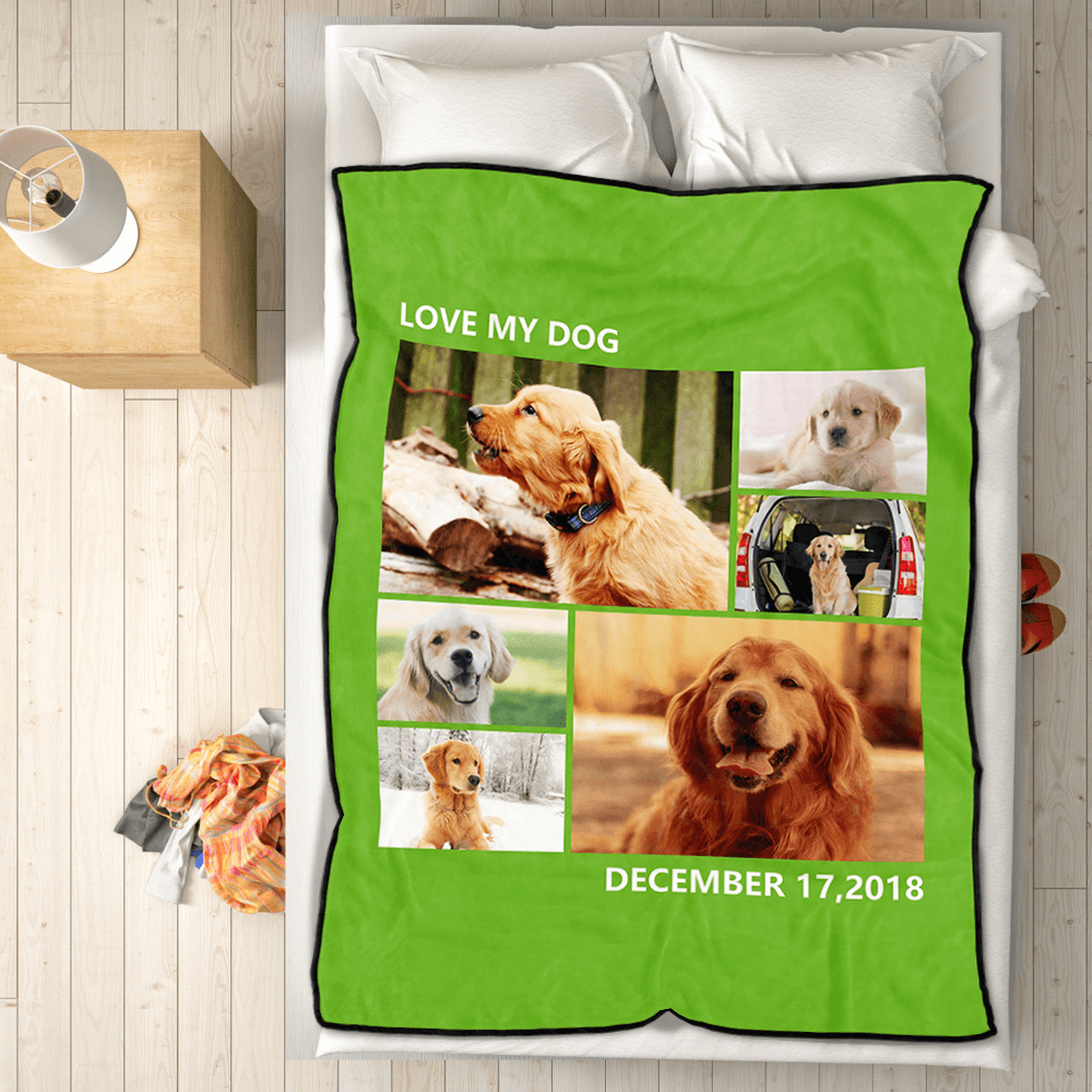 Custom Dog Blankets Personalised Pet Photo Blankets Custom Collage Blankets with 6 Photos