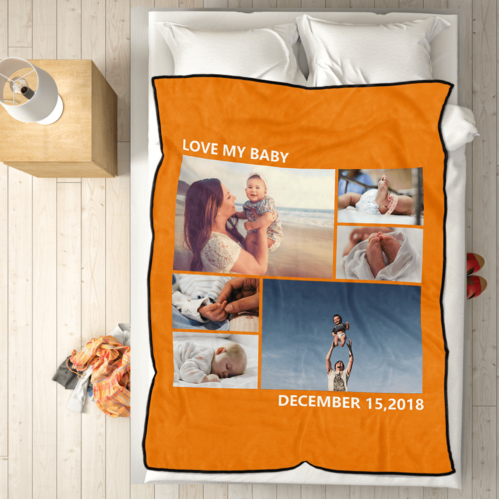 Custom Blankets Personalised Photo Blankets Custom Collage Blankets with 6 Photos
